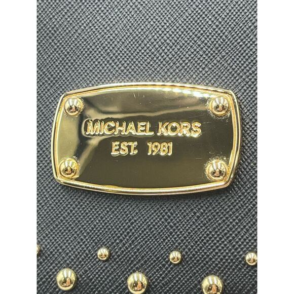 MICHAEL KORS Bedford Zip Gold
Studded BLACK Nylon Leather Large
Backpack - Picture 3 of 16